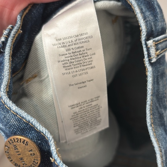 Anthropologie Current/Elliott The Selvedge Taper Hemet Cuffed Denim Jeans - Picture 8 of 8